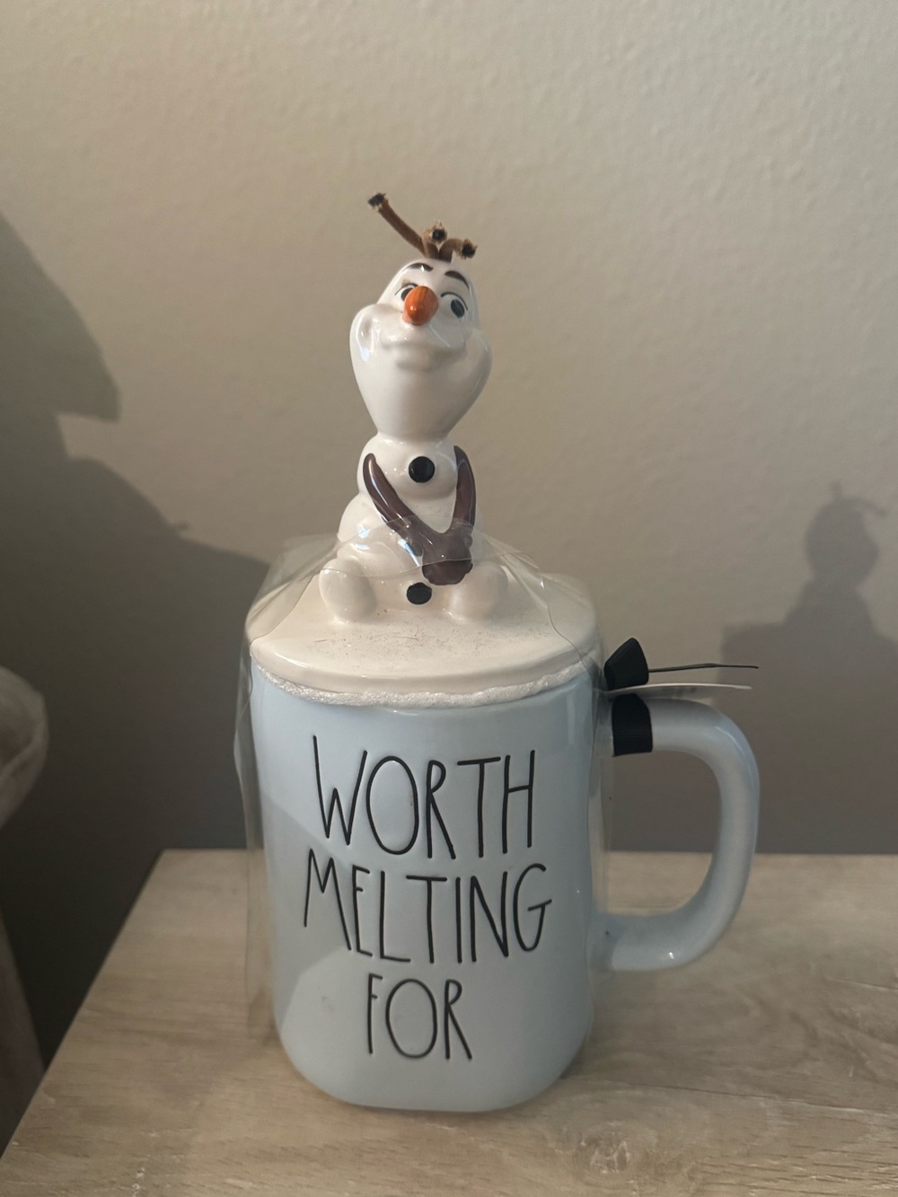 Rae Dunn Olaf WORTH MELTING FOR mug with Topper